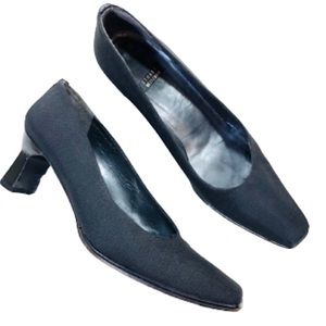 Stuart Weitzman Black Square Kitten High Heels Size 7 AA Narrow